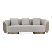 Glimpse - Modern White & Brown Fabric + Antique Brass Sofa — view 2