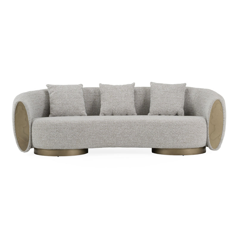 Glimpse - Modern White & Brown Fabric + Antique Brass Sofa — view 2