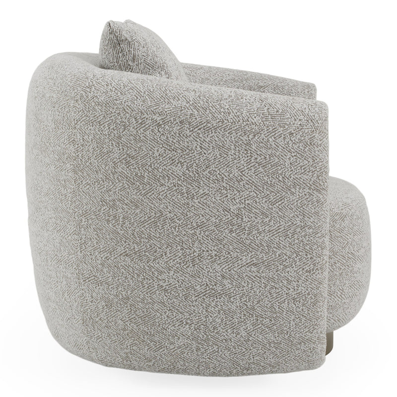 Glimpse - Modern White & Brown Fabric + Antique Brass Swivel Accent Chair — view 4
