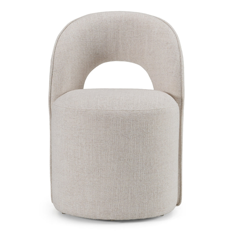 Gordon - Modern Cream Fabric Swivel Dining Chair — view 2