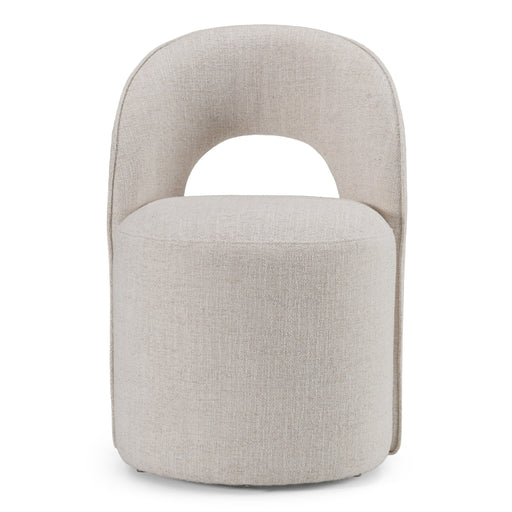 Gordon - Modern Cream Fabric Swivel Dining Chair — view 2