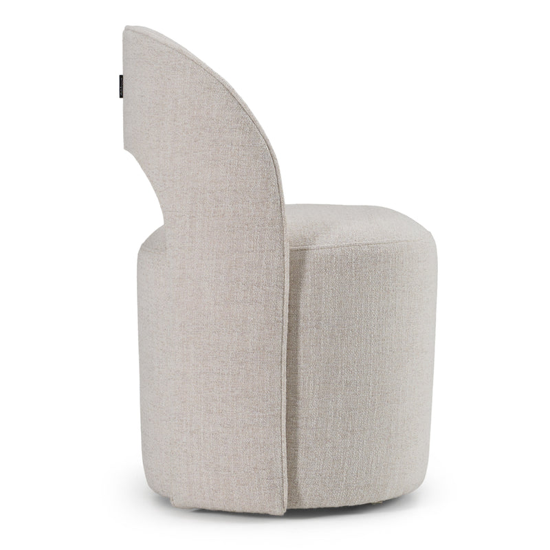 Gordon - Modern Cream Fabric Swivel Dining Chair — view 3
