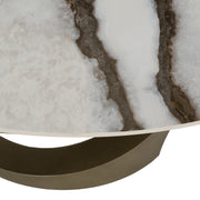 Goswell - Modern Ceramic + Bronze Brass Round Dining Table — view 5