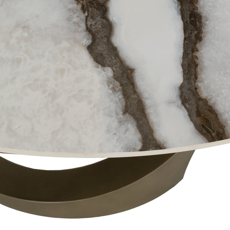 Goswell - Modern Ceramic + Bronze Brass Round Dining Table — view 5