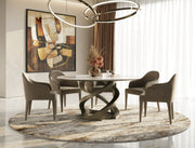 Goswell - Modern Ceramic + Bronze Brass Round Dining Table