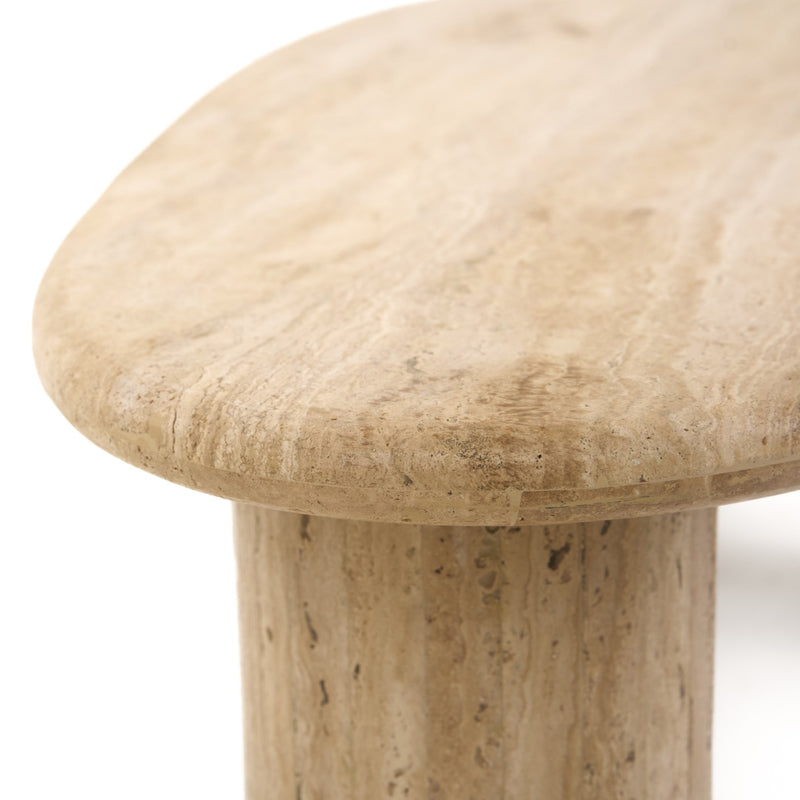 Gracemont - Modern Travertine Marble Freeform Coffee Table — view 4