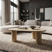 Gracemont - Modern Travertine Marble Freeform Coffee Table — view 5