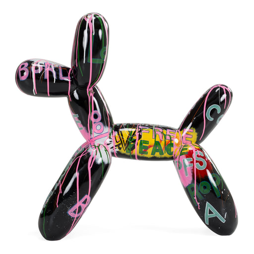 Graffiti Balloon Dog - Black + Multi-Color Sculpture — view 2