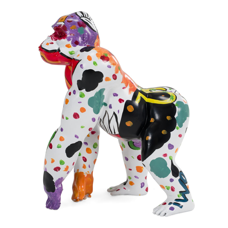 Graffiti Gorilla - White + Multi-Color Sculpture — view 2