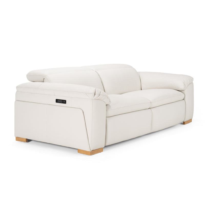 Gregory - Modern Off-White Leather Sofa w/ 2 Recliners — view 2