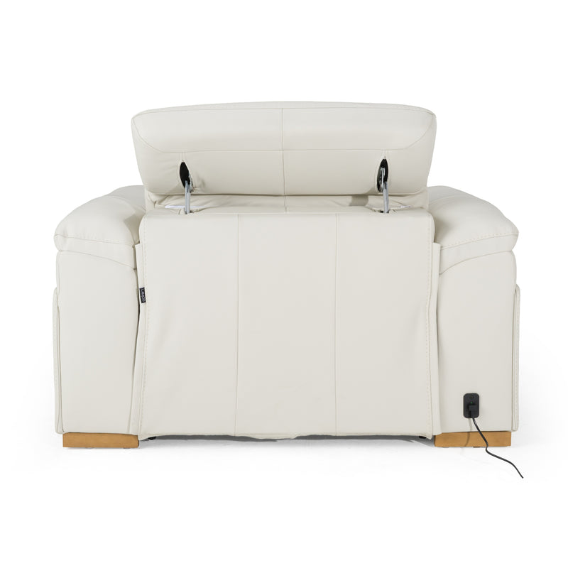 Gregory - Modern Off-White Leather Recliner Chair — view 3