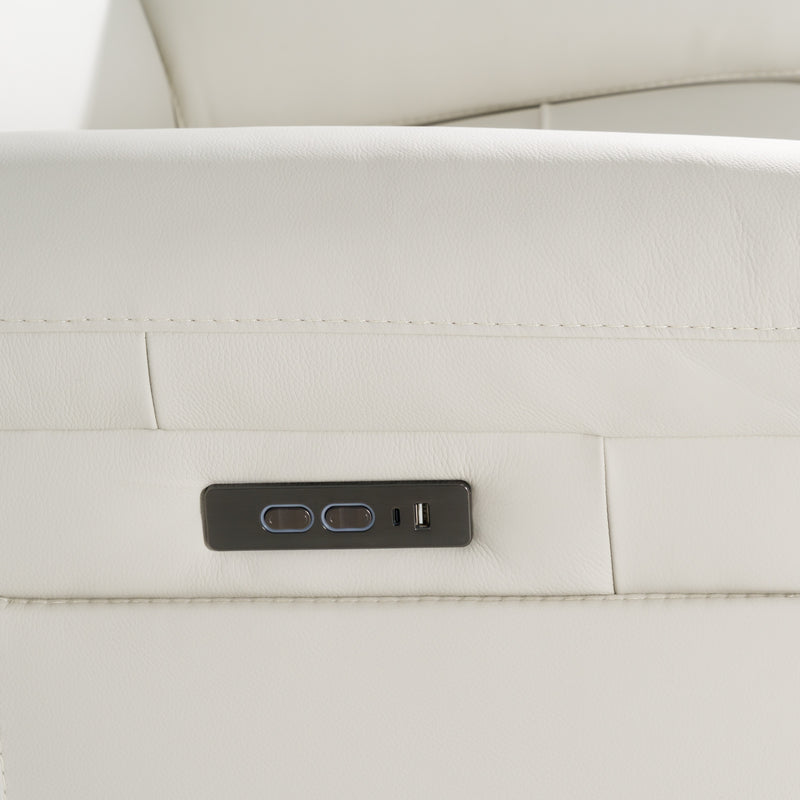 Gregory - Modern Off-White Leather Recliner Chair — view 5