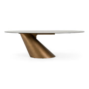Gresham - Contemporary White Ceramic + Brushed Brass Dining Table — view 3