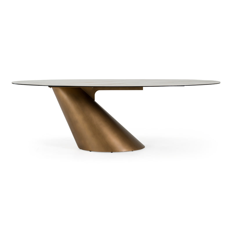 Gresham - Contemporary White Ceramic + Brushed Brass Dining Table — view 3