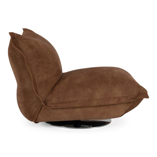 Hagen - Modern Camel Velvet + Chrome Swivel Accent Chair — view 2