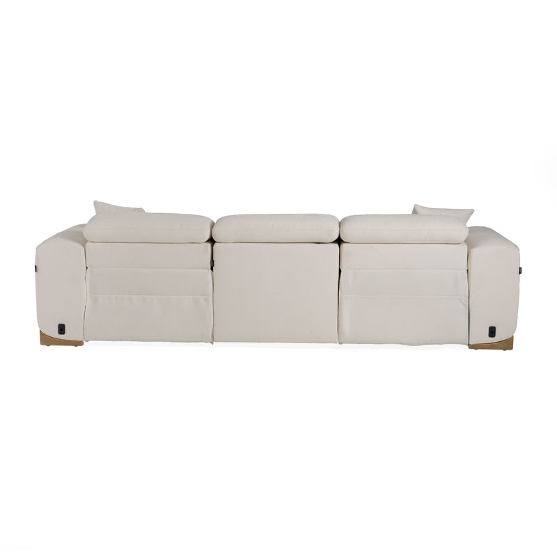 Hagerty - Modern Off-White Fabric Sofa With 2 Power Recliners — view 5