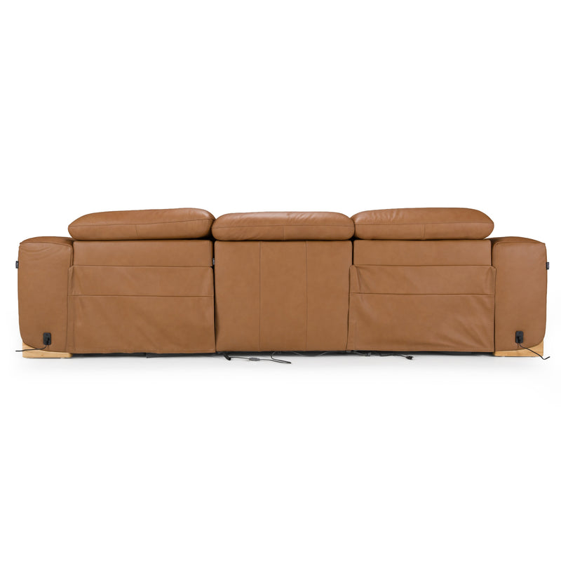 Hagerty - Modern Brown Leather Sofa with 2 Power Recliners — view 4