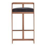 Halifax Modern Black Velvet & Rosegold Bar Stool — view 5