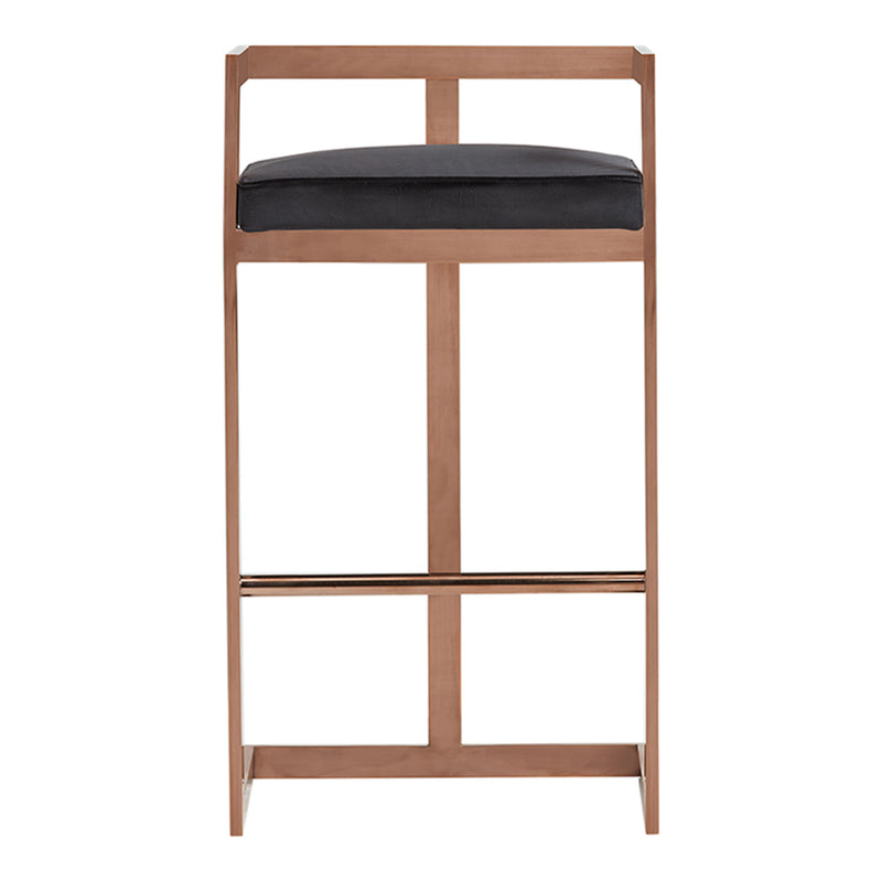 Halifax Modern Black Velvet & Rosegold Bar Stool — view 5