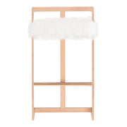 Halifax Modern White Faux Fur & Rosegold Bar Stool — view 5