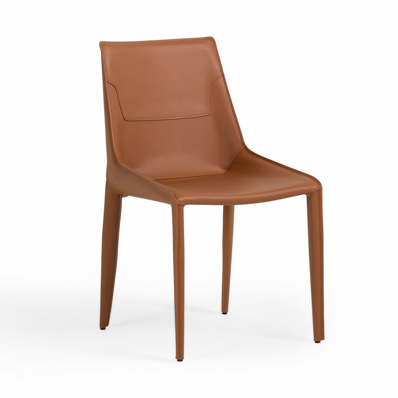 Halo - Modern Cognac Saddle Leather Dining Chair (Set of 2) — view 2