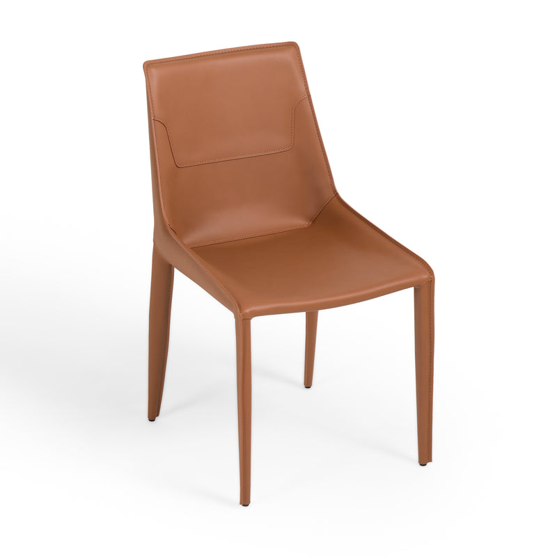 Halo - Modern Cognac Saddle Leather Dining Chair (Set of 2) — view 3