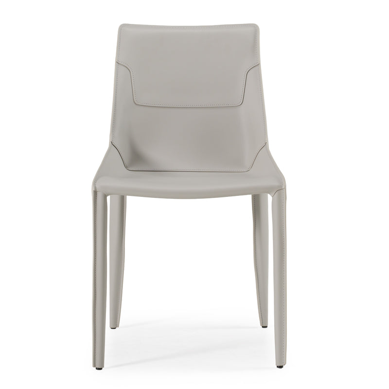 Halo - Modern Light Grey Saddle Leather Dining Chair (Set of 2) — view 2