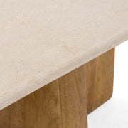 Harley - Modern Cream Marble + Mango Wood Rectangular Dining Table — view 3