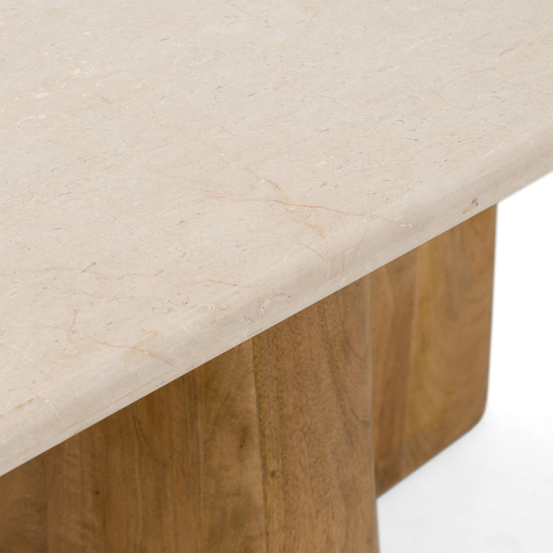 Harley - Modern Cream Marble + Mango Wood Rectangular Dining Table — view 3