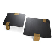Harold - Modern Black + Brushed Gold Oak Square Nesting Coffee Table Set — view 2