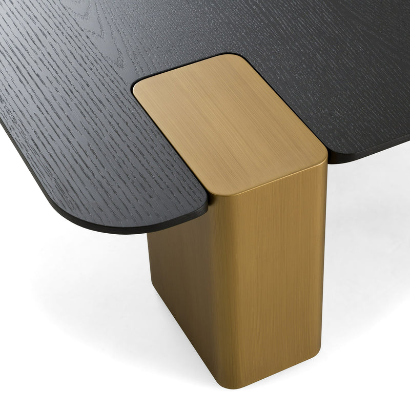 Harold - Modern Black + Brushed Gold Oak Square Nesting Coffee Table Set — view 3