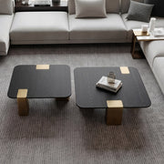 Harold - Modern Black + Brushed Gold Oak Square Nesting Coffee Table Set — view 4