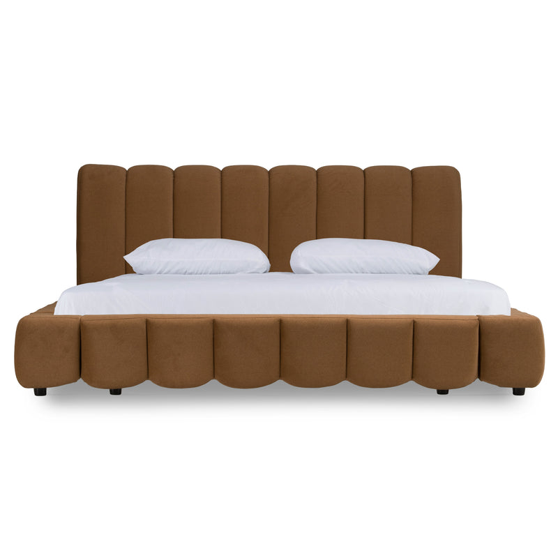 Harris + Roma - Modern Brown Fabric + Faux Travertine 4-Piece Bedroom Set — view 2