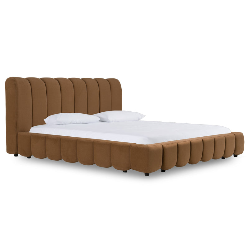 Harris + Roma - Modern Brown Fabric + Faux Travertine 4-Piece Bedroom Set — view 3