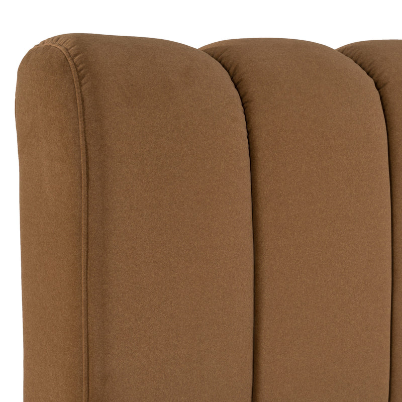 Harris + Roma - Modern Brown Fabric + Walnut 4-Piece Bedroom Set — view 5