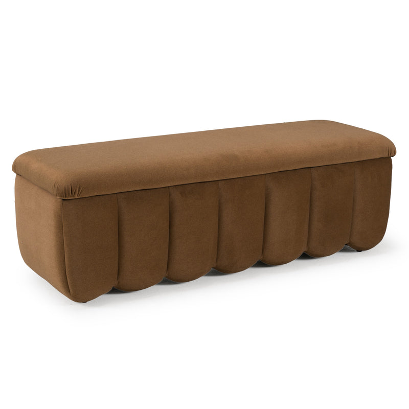 Harris - Modern Brown Fabric Bench w/ Storage — view 4
