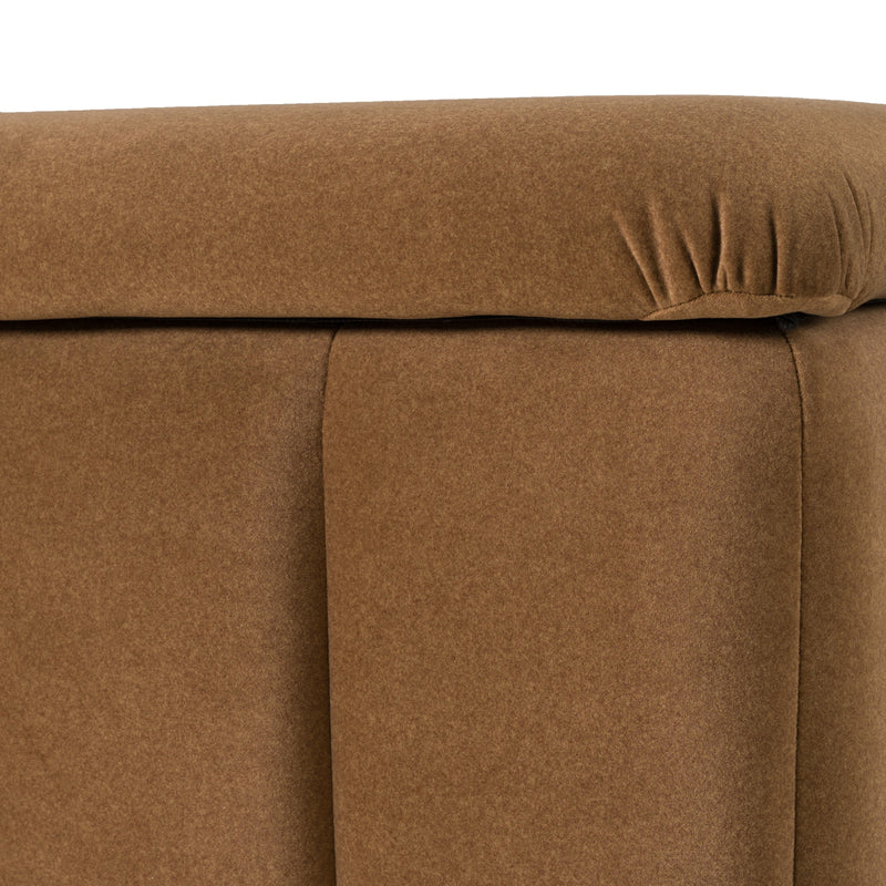 Harris - Modern Brown Fabric Bench w/ Storage — view 3