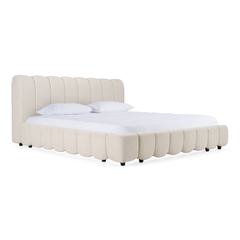 Harris + Dustin - Modern Off-White Fabric + Natural Oak 4-Piece Bedroom Set — view 2