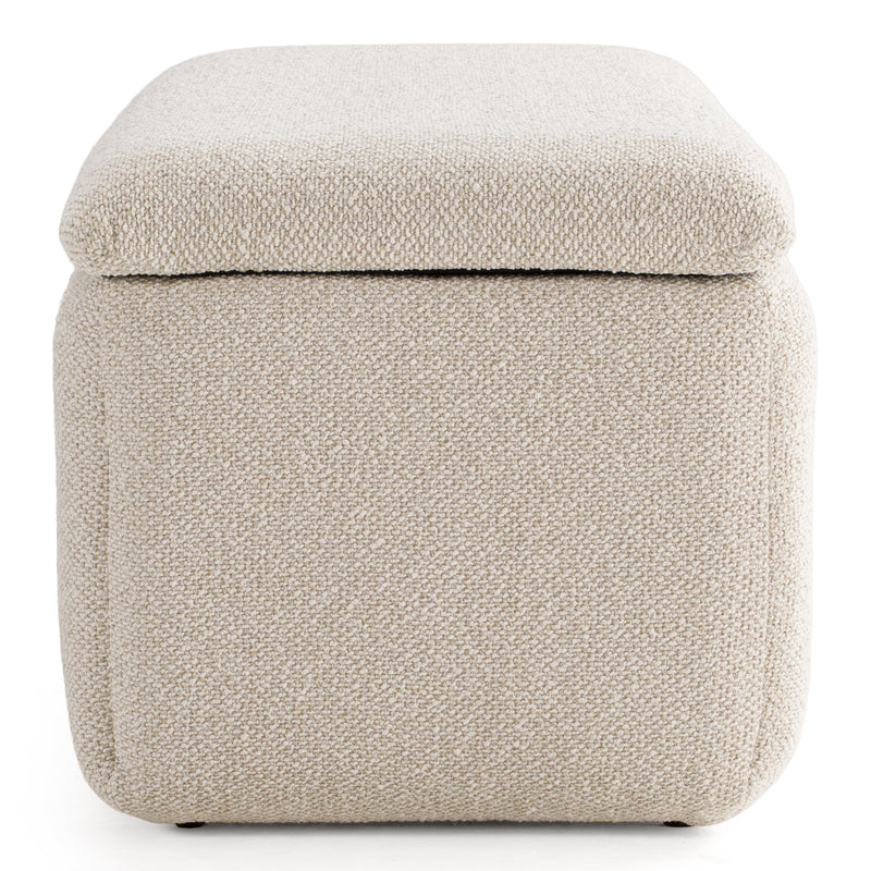 Harris - Modern Off-White Fabric Bench w/ Storage — view 2