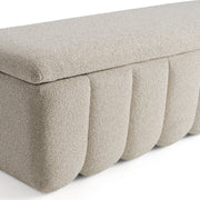 Harris - Modern Off-White Fabric Bench w/ Storage — view 3