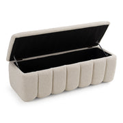 Harris - Modern Off-White Fabric Bench w/ Storage — view 4