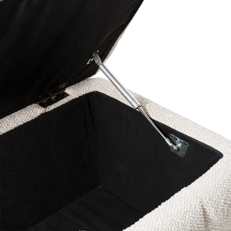 Harris - Modern Off-White Fabric Bench w/ Storage — view 5