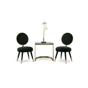Haswell - Glam Black Velvet Accent Chair (Set of Two) — view 2