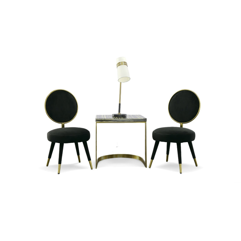 Haswell - Glam Black Velvet Accent Chair (Set of Two) — view 2