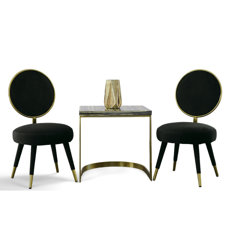 Haswell - Glam Black Velvet Accent Chair (Set of Two)
