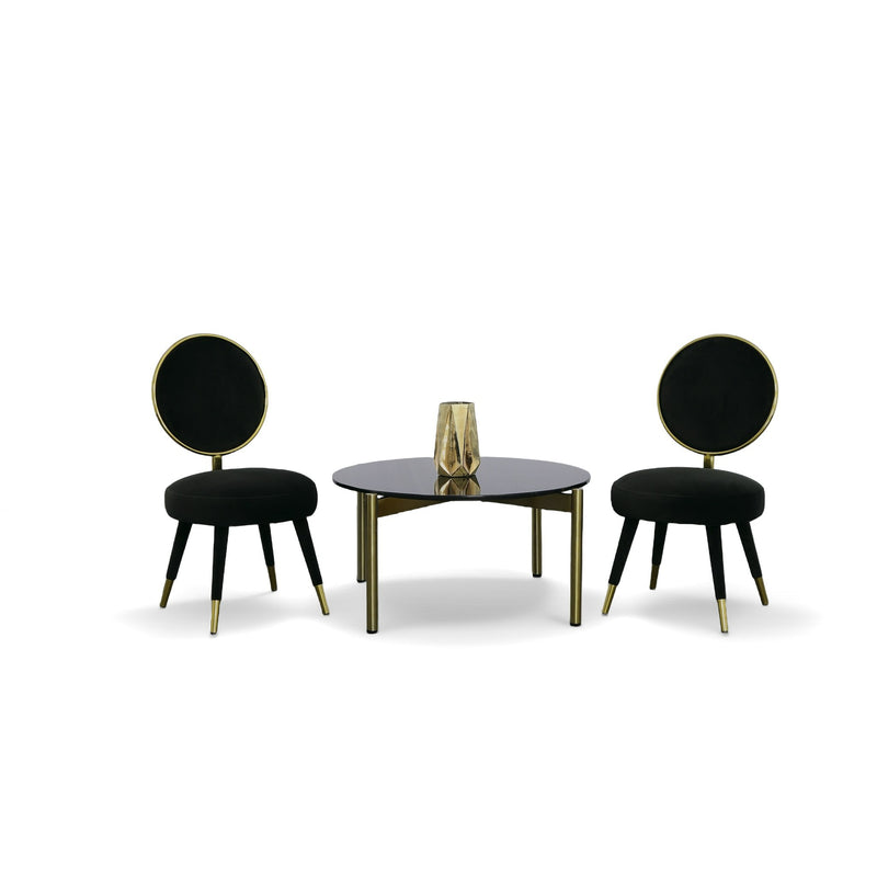 Haswell - Glam Black Velvet Accent Chair (Set of Two) — view 3