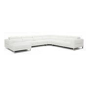 Hawkey - Contemporary White Full Leather U Shaped Left Facing Sectional Sofa — view 4