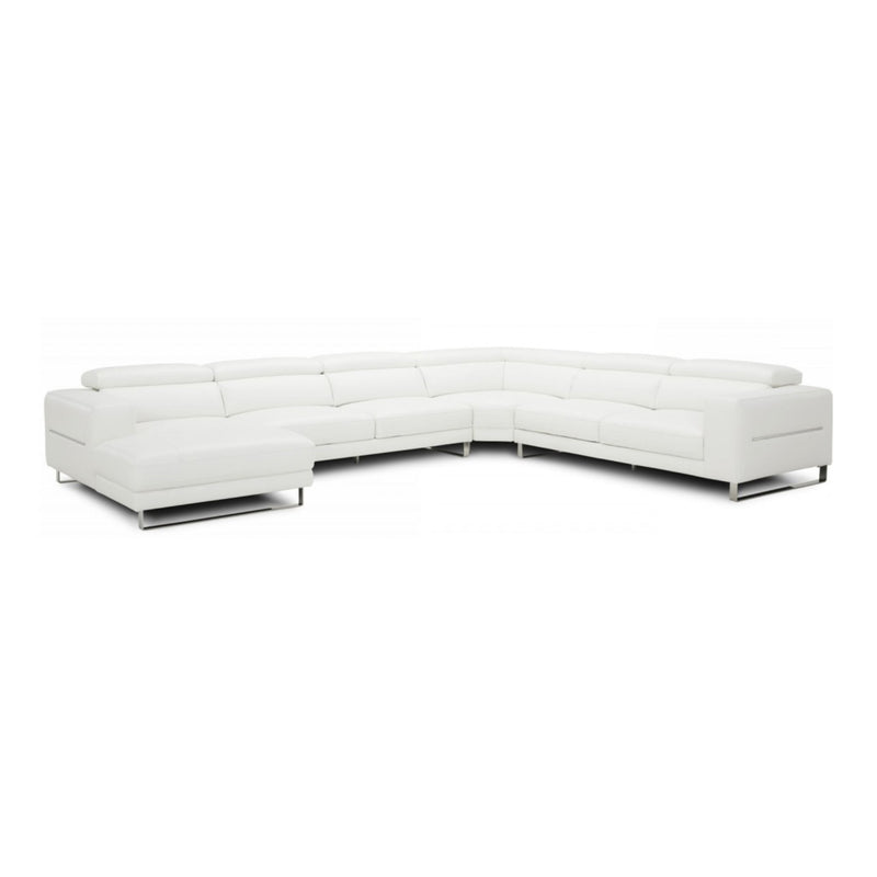 Hawkey - Contemporary White Full Leather U Shaped Left Facing Sectional Sofa — view 4