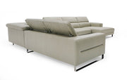 Hawkey - Contemporary Light Grey Leather RAF Chaise Sectional Sofa — view 3