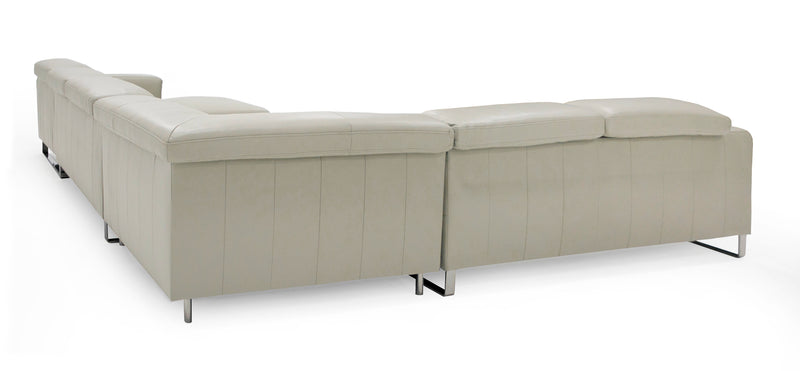 Hawkey - Contemporary Light Grey Leather RAF Chaise Sectional Sofa — view 5